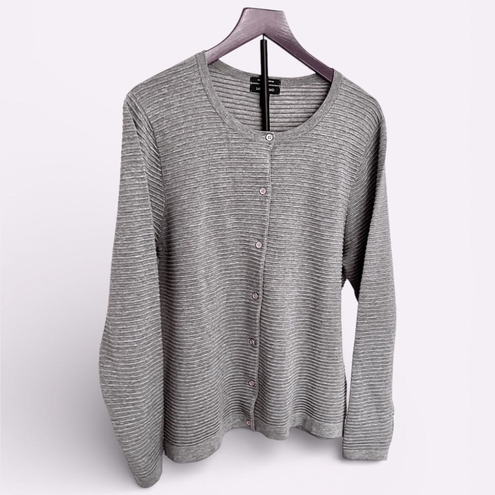 Lands' End Gray Supima Cotton Ottoman Knit Sweater Sz XL